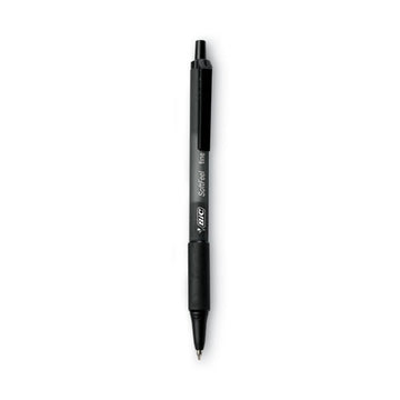 BIC® Soft Feel Ballpoint Pen, Retractable, Fine 0.8 Mm, Black Ink, Black Barrel, Dozen freeshipping - TVN Wholesale